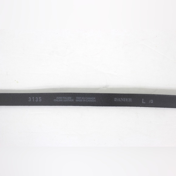 DANIER Super Skinny Black Leather Belt Silver Buckle Large L - Picture 5 of 9